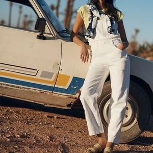 Straight-Leg Overalls in Tile White